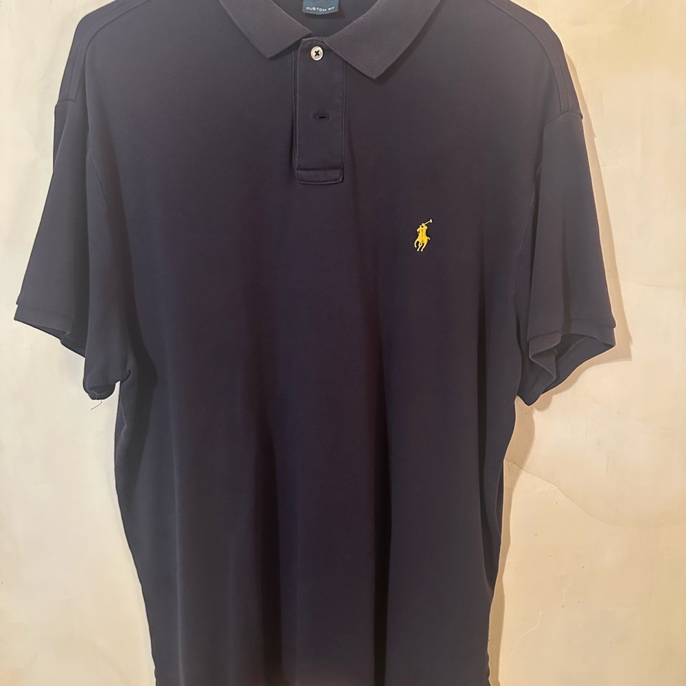 Ralph Lauren Polo Shirt in Dark Blue with Yellow Logo